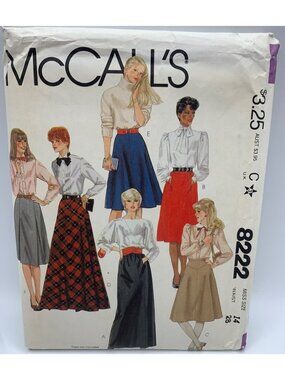 McCall's Misses Skirt Sewing Pattern Size 14 8222 Uncut 1980s